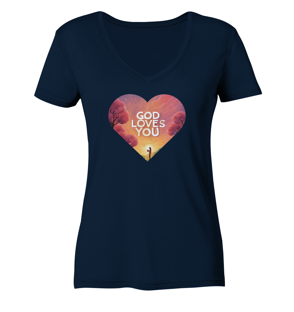 Gott liebt dich - Ladies V-Neck Shirt