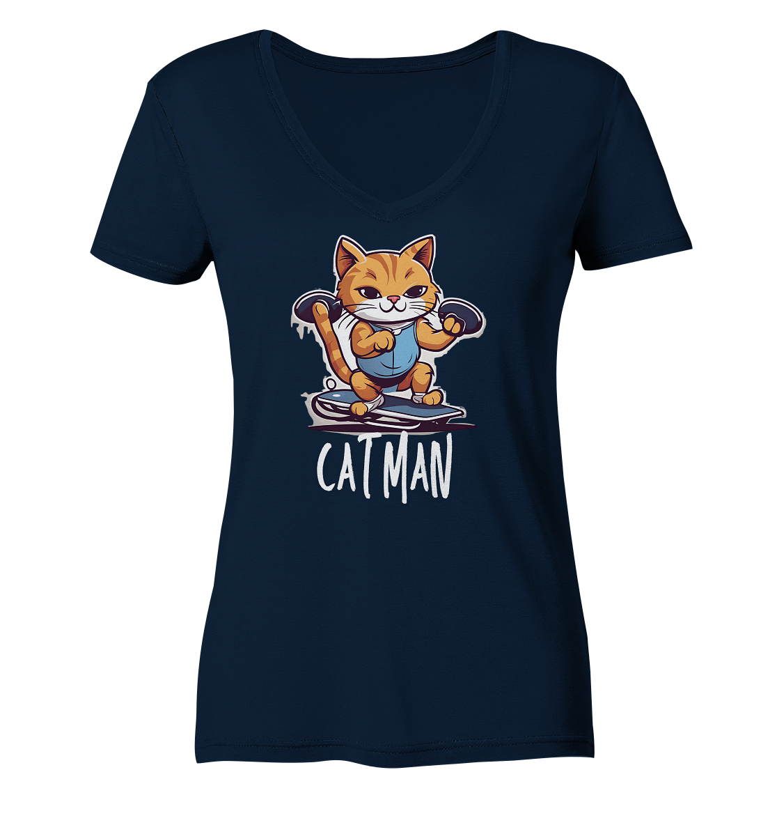 Skater Cat - Ladies V-Neck Shirt