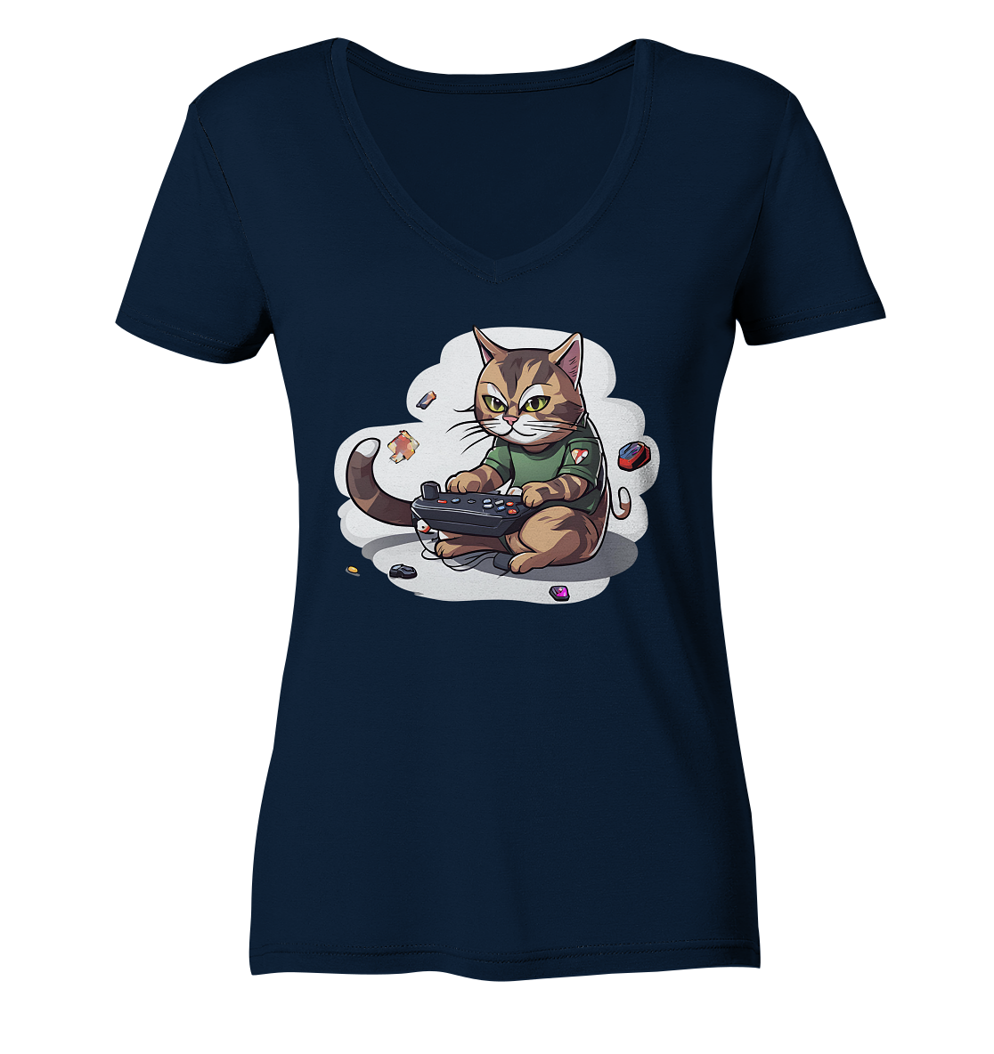 Gaming Cat - Ladies V-Neck Shirt