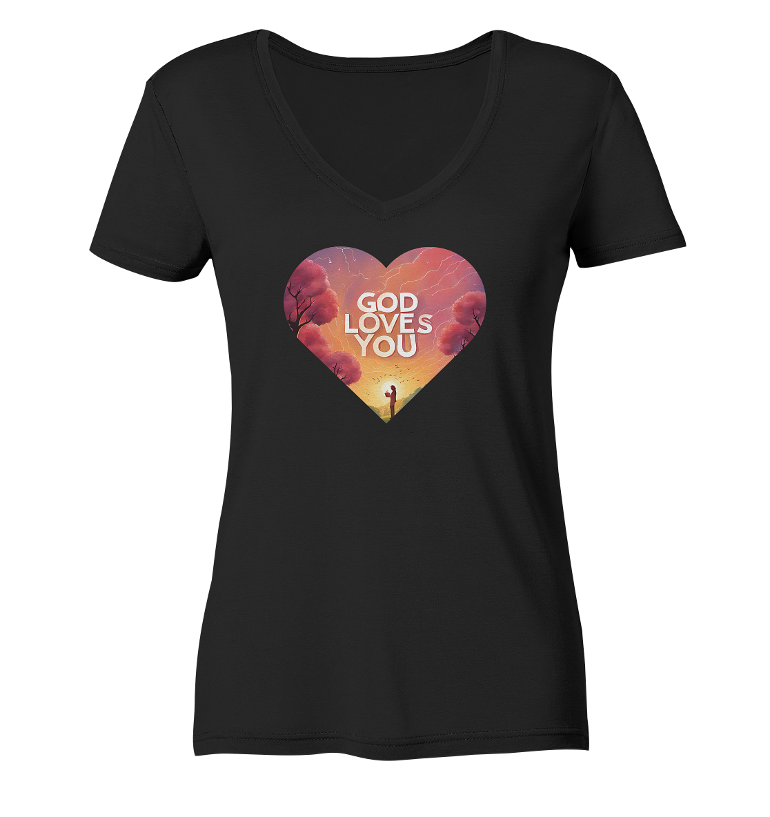 Gott liebt dich - Ladies V-Neck Shirt