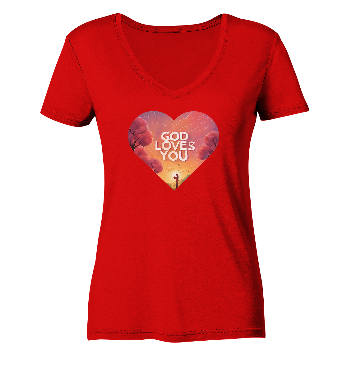 Gott liebt dich - Ladies V-Neck Shirt