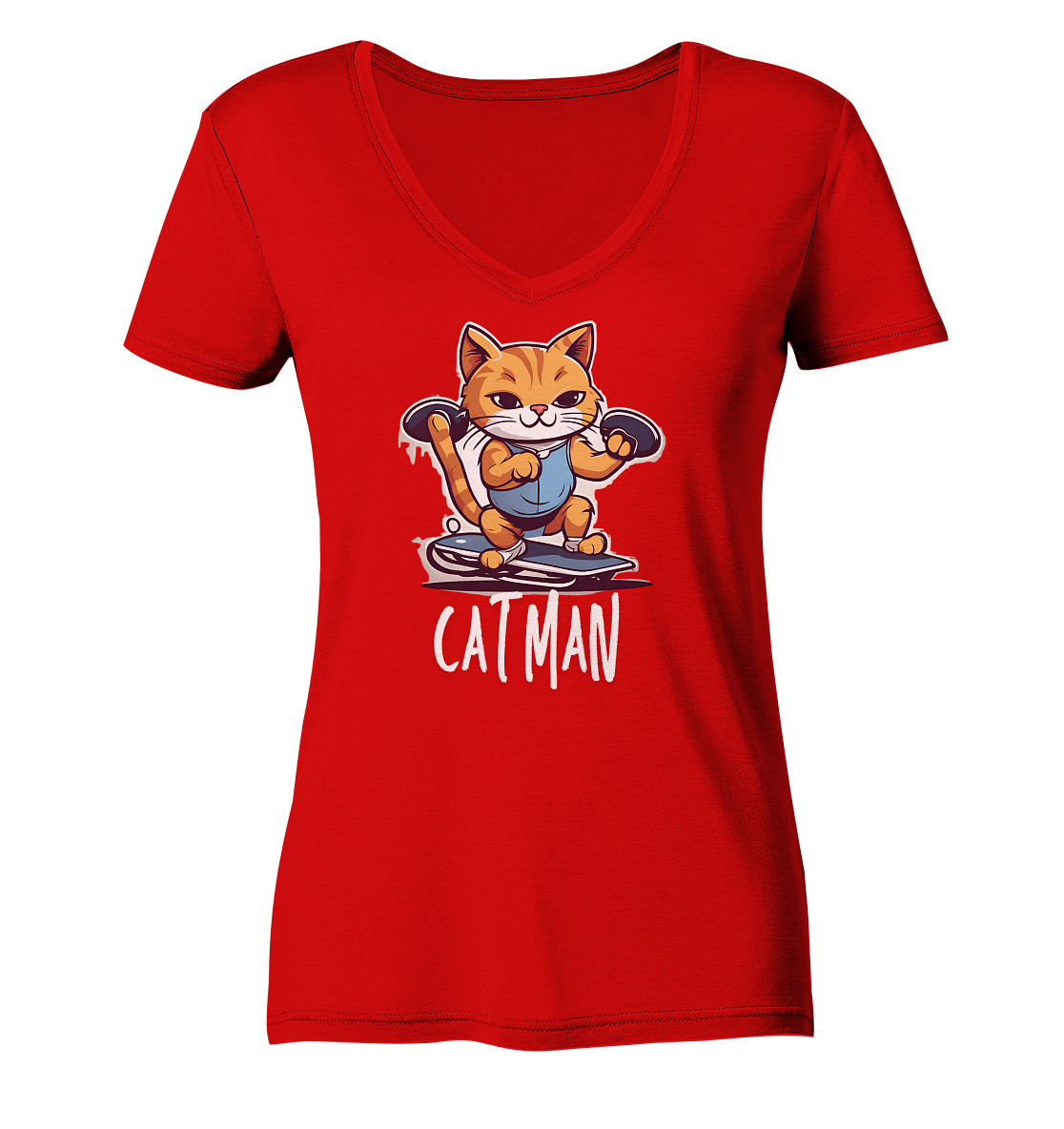 Skater Cat - Ladies V-Neck Shirt
