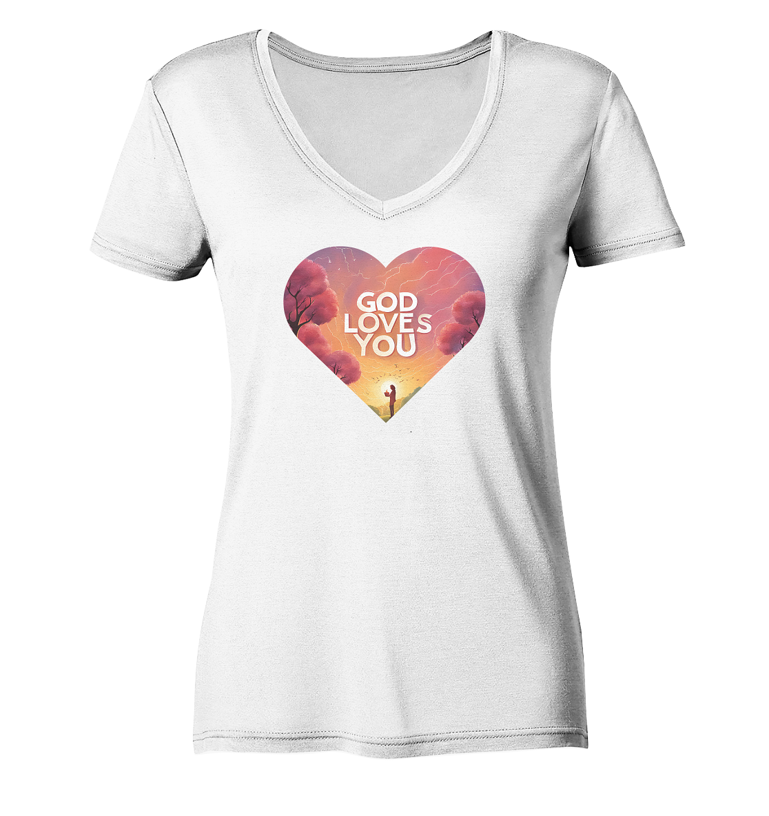 Gott liebt dich - Ladies V-Neck Shirt