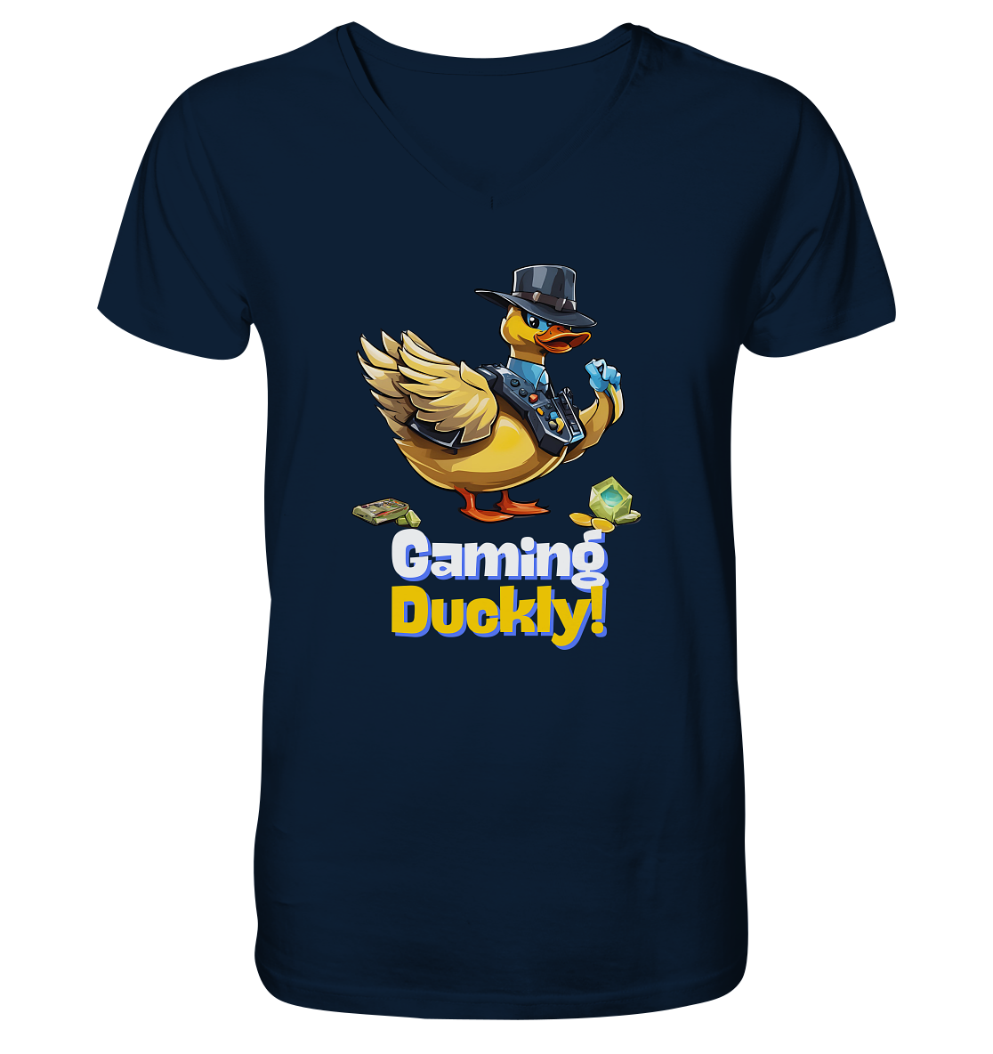 Gaming Duckly - Mens Organic V-Neck Shirt