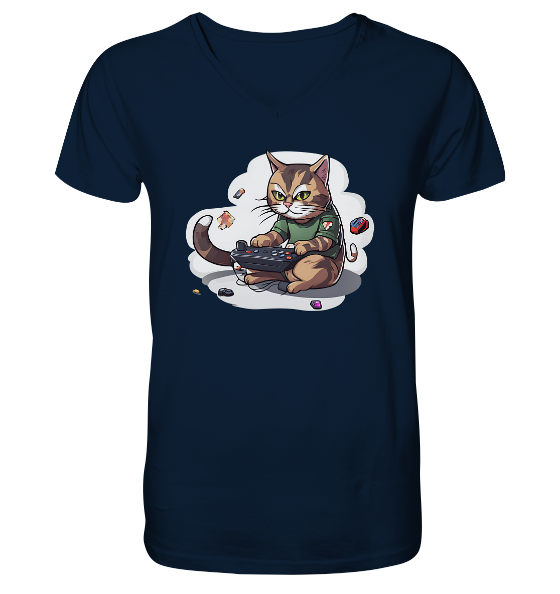 Gaming Cat - Mens Organic V-Neck Shirt