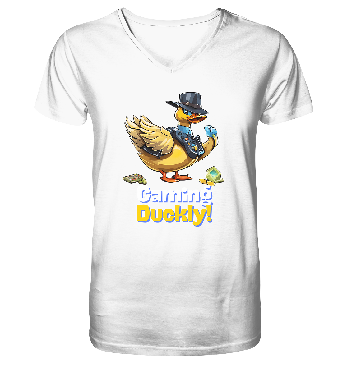 Gaming Duckly - Mens Organic V-Neck Shirt