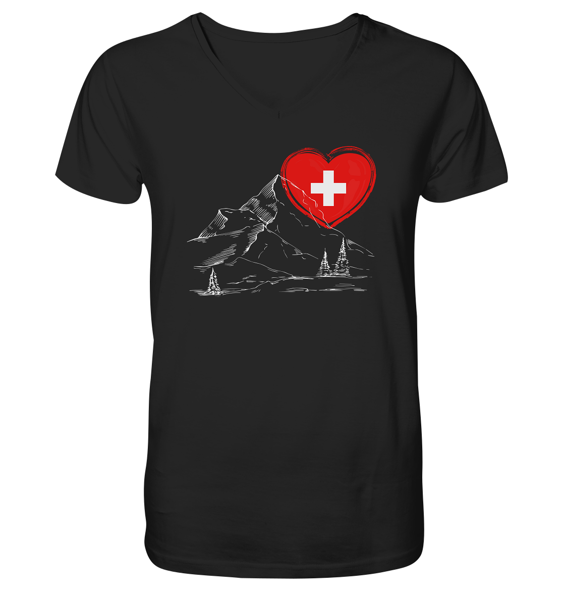 Schweizer Herz - V-Neck Shirt