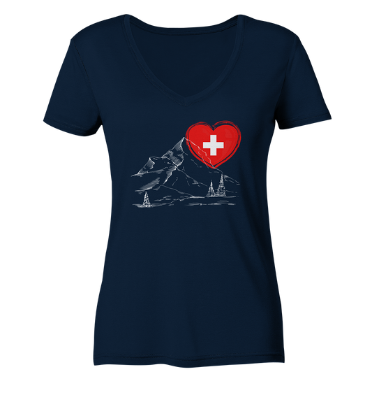 Schweizer Herz - Ladies V-Neck Shirt