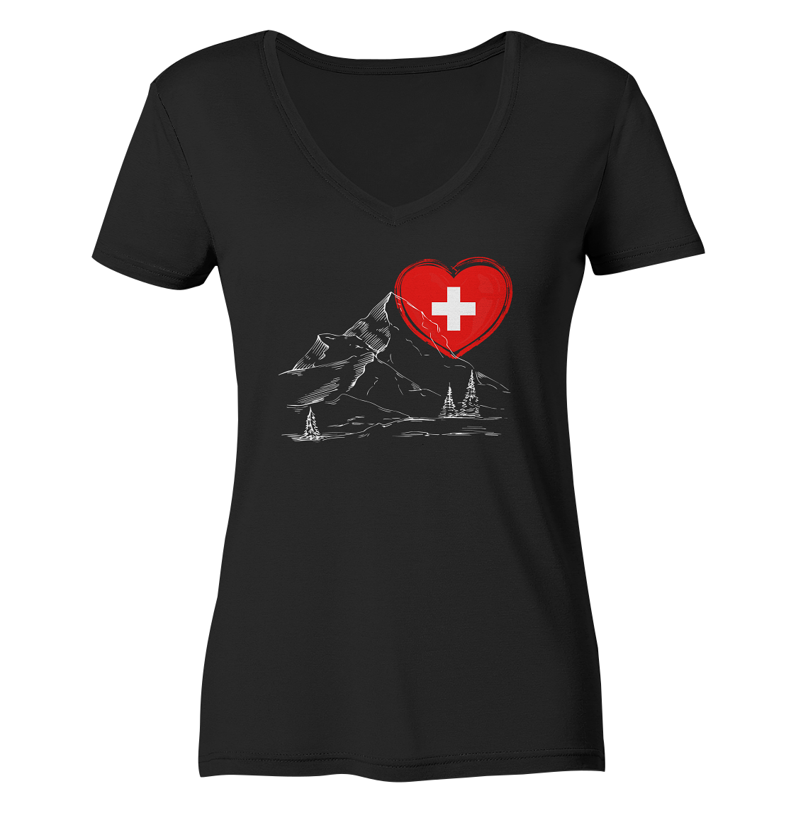 Schweizer Herz - Ladies V-Neck Shirt
