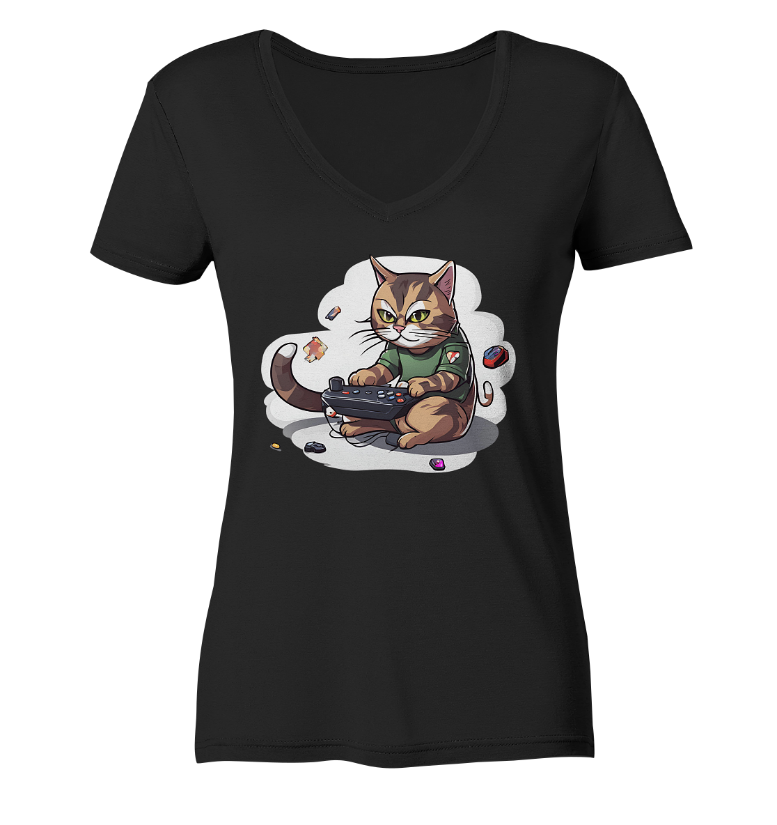 Gaming Cat - Ladies V-Neck Shirt