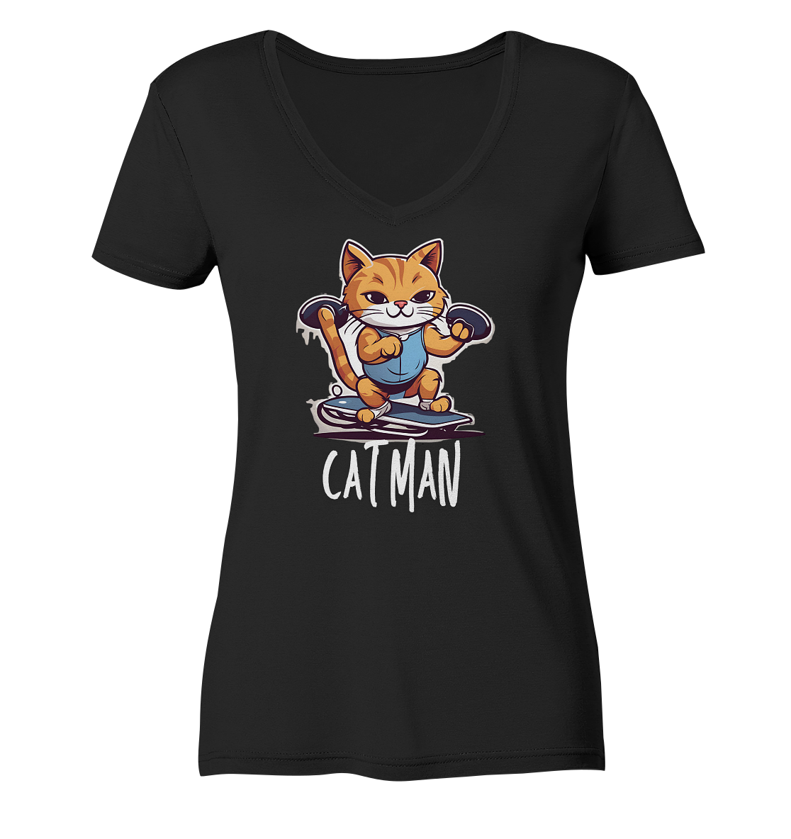 Skater Cat - Ladies V-Neck Shirt