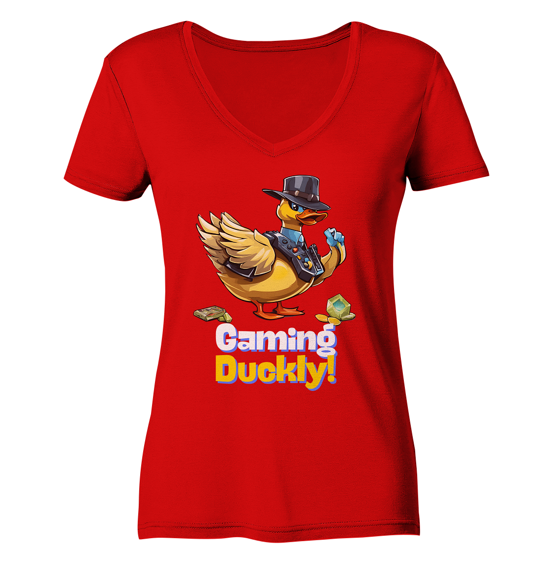 Gaming Duckly - Ladies V-Neck Shirt