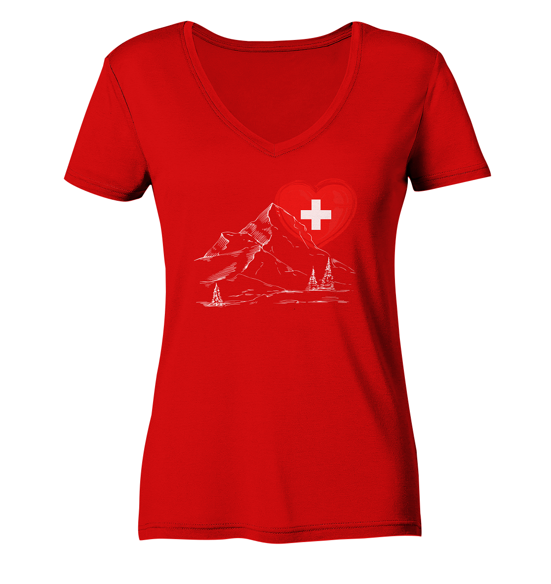 Schweizer Herz - Ladies V-Neck Shirt