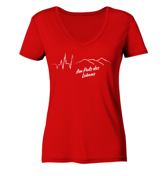 Am Puls des Lebens Berge - Ladies V-Neck Shirt