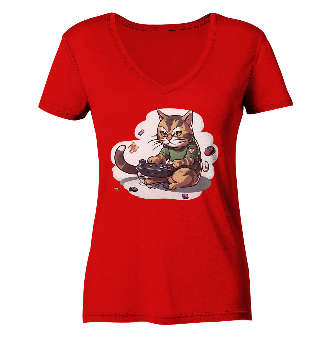Gaming Cat - Ladies V-Neck Shirt