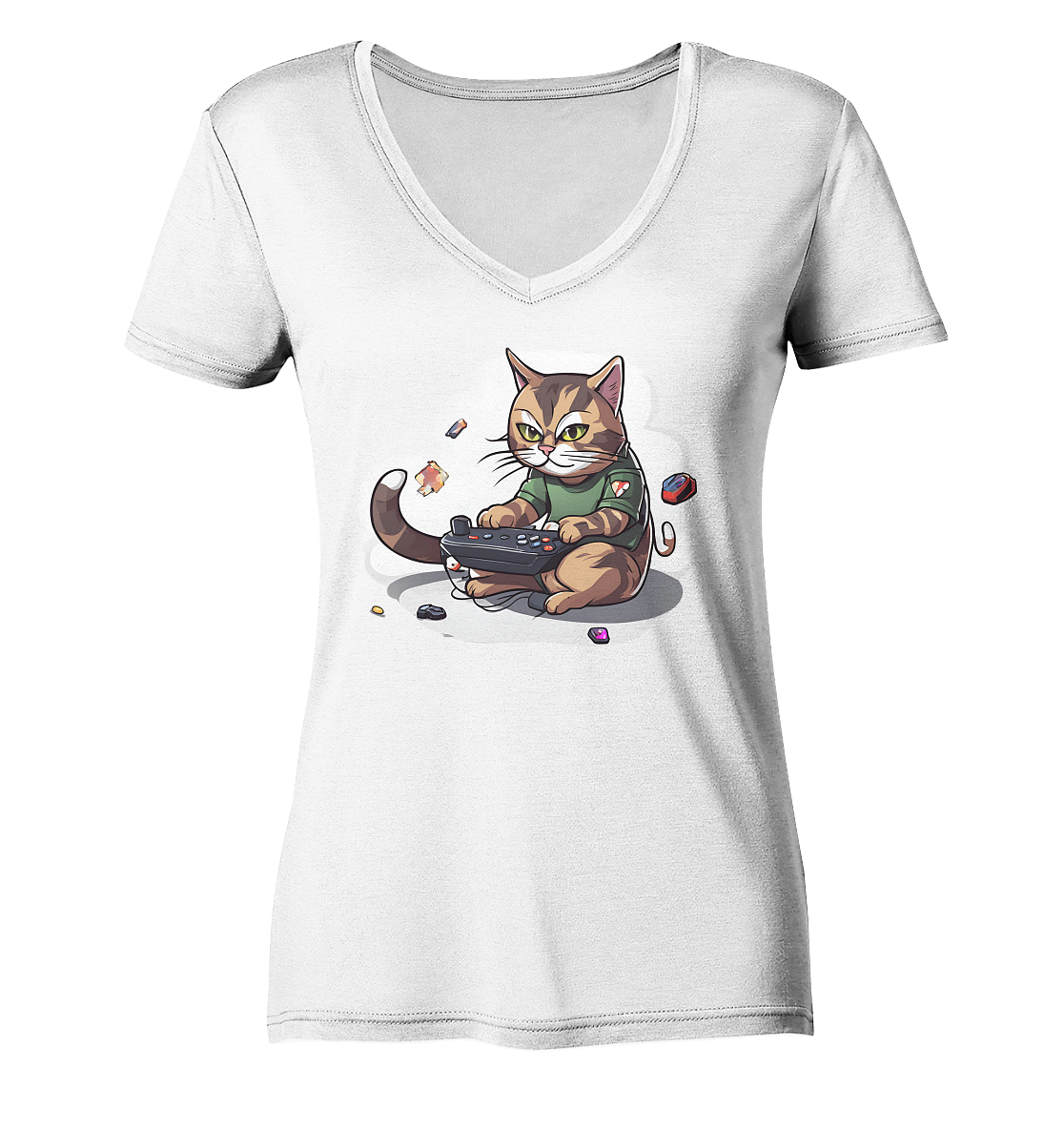 Gaming Cat - Ladies V-Neck Shirt