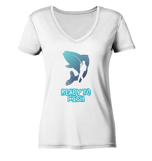Ready to Fish - Ladies V-Neck Shirt