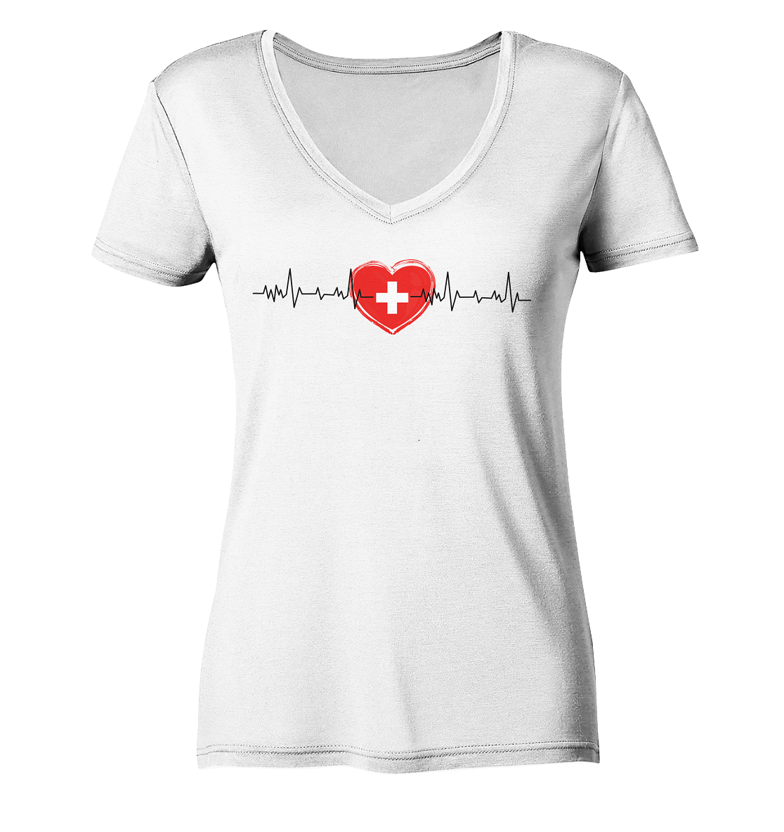 Herzschlag Schweiz - Ladies V-Neck Shirt