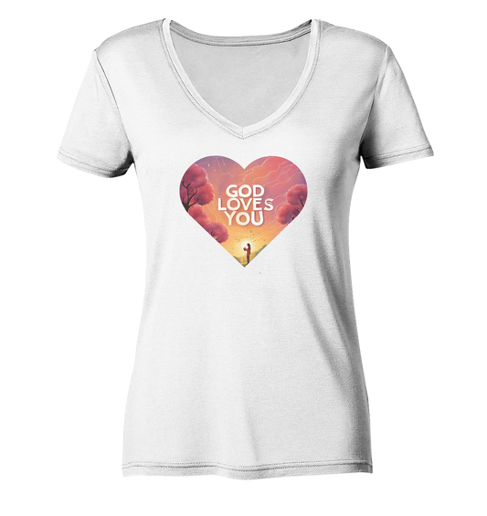 Gott liebt dich - Ladies V-Neck Shirt