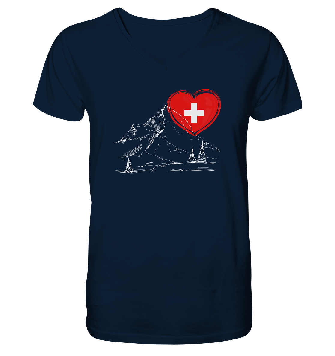Schweizer Herz - Mens Organic V-Neck Shirt