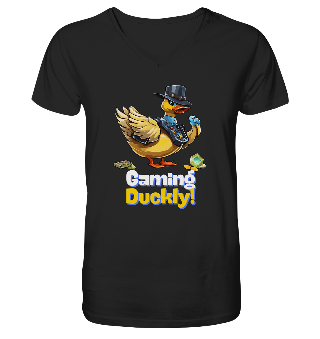 Gaming Duckly - Mens Organic V-Neck Shirt