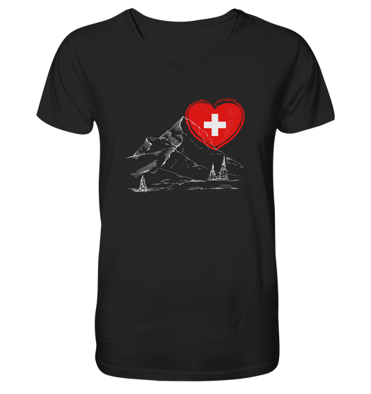 Schweizer Herz - Mens Organic V-Neck Shirt