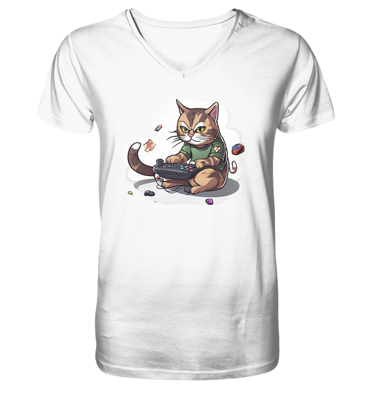 Gaming Cat - Mens Organic V-Neck Shirt