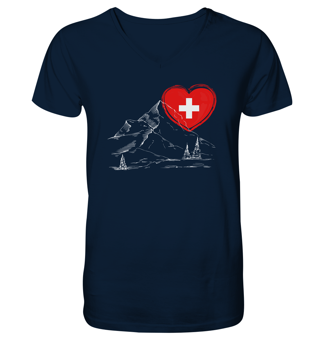 Schweizer Herz - V-Neck Shirt