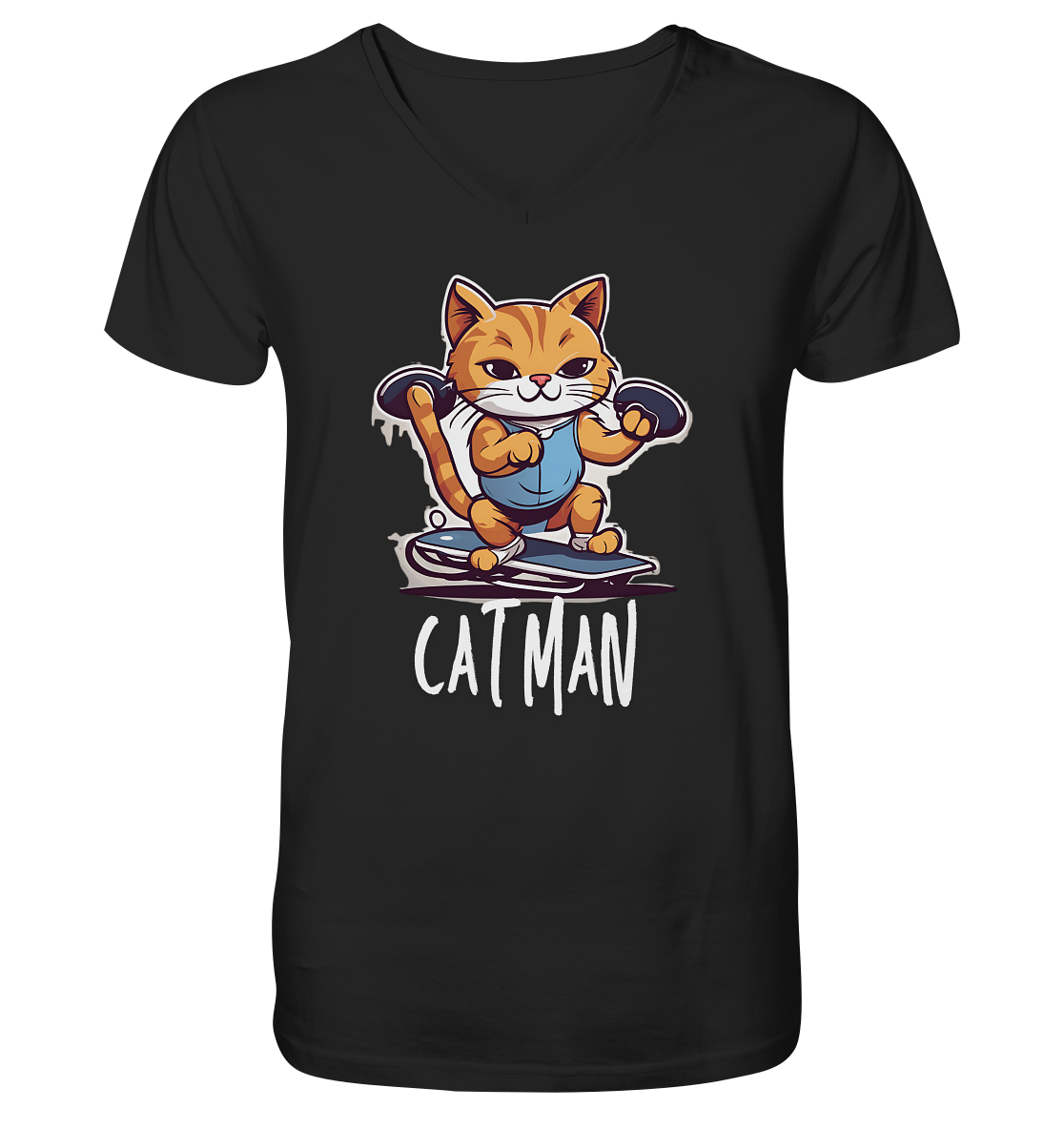Skater Cat - V-Neck Shirt